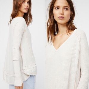 Free People‎ White Laguna Thermal Knit Top Size M